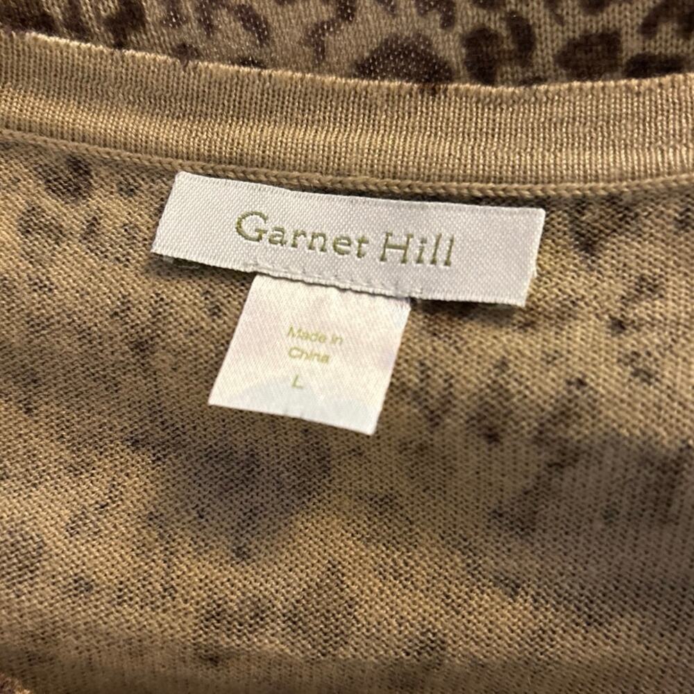 Garnet Hill Size L Cardigan Sweater 100% Merino Wool Animal Leopard Print - Picture 3 of 5